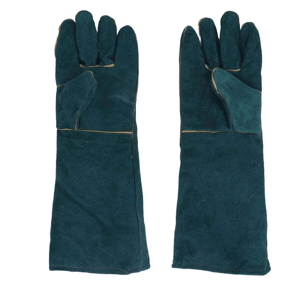 1Pair Anti-Bite Safety Gloves,Leather Green Pets Grip Biting Protective Gloves,for Catch Dog Cat Reptiles Animal,Pet Products. - Alma Nova Care
