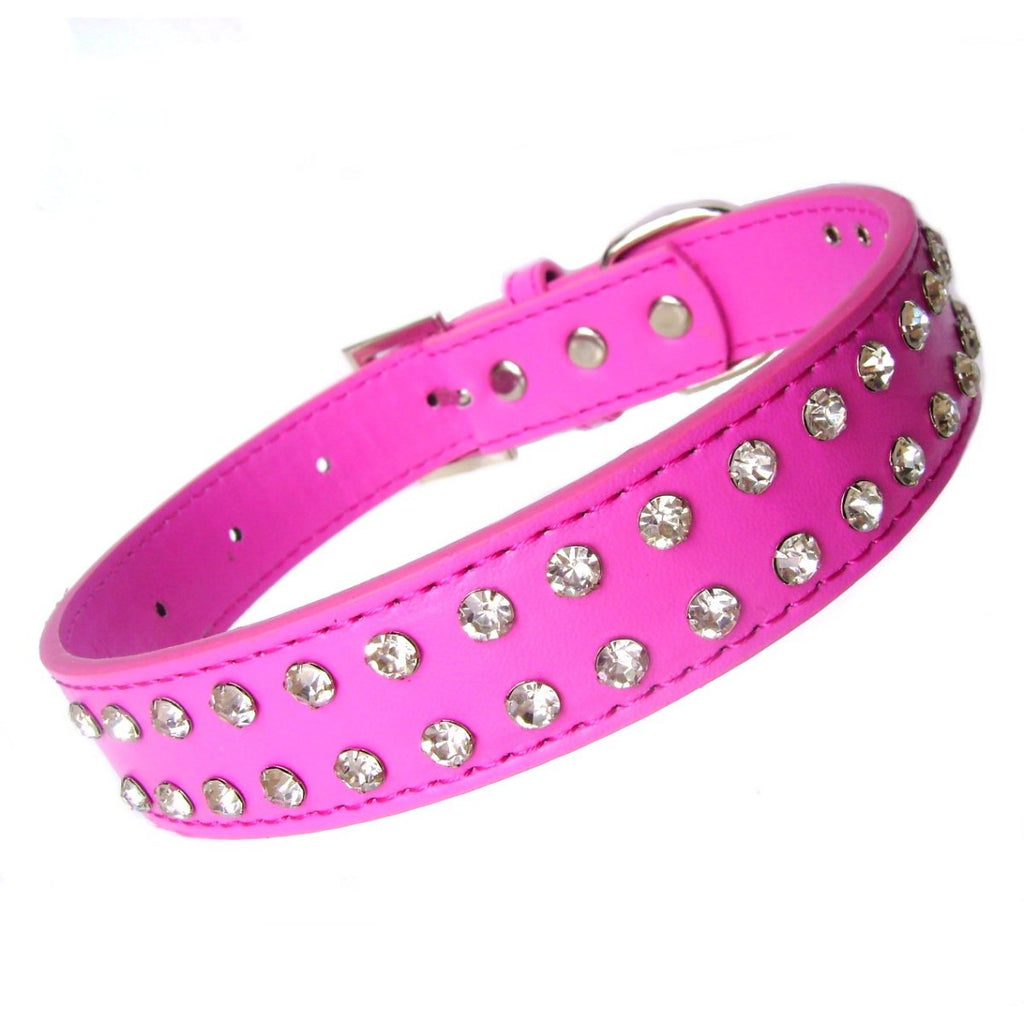 2-rijige halsband- en lijnset - Felroze