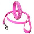 2-rijige halsband- en lijnset - Felroze