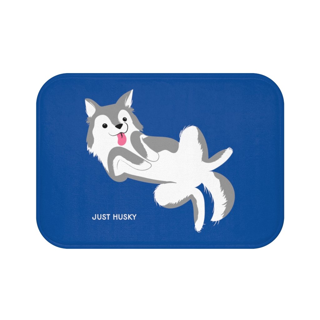 Leuke badmat met blauwe husky