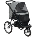 Poussette pour chien pliable avec panier de rangement, coussin lavable, roues en caoutchouc et auvent réglable, gris