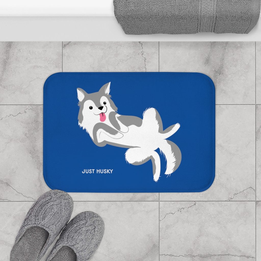 Leuke badmat met blauwe husky