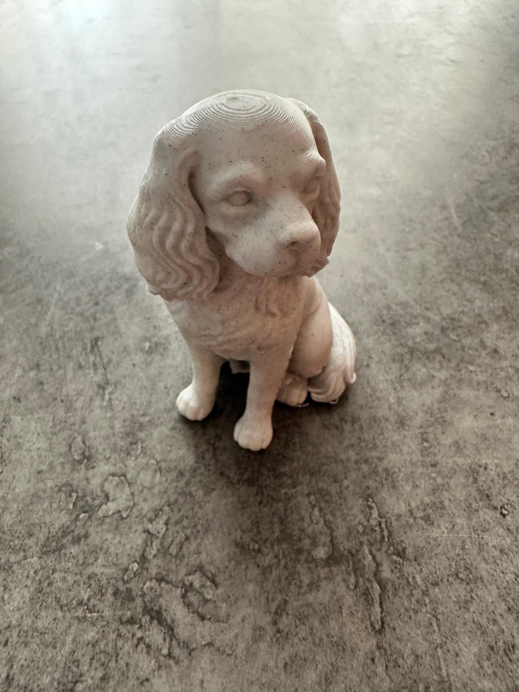 Statue Cavalier King Charles assis – Figurine chien effet marbre