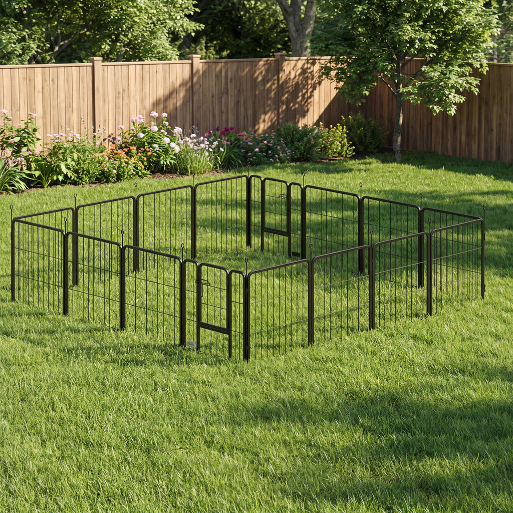 Parc pour chien, parc pour animaux, 16 panneaux, clôture portable pliable, sécurisé, noir