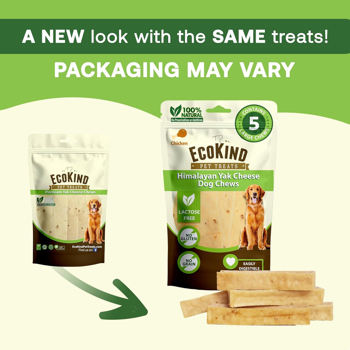 Chicken Flavor Gold Yak Chews for Large Dogs (1 lb to 5lb Bags)