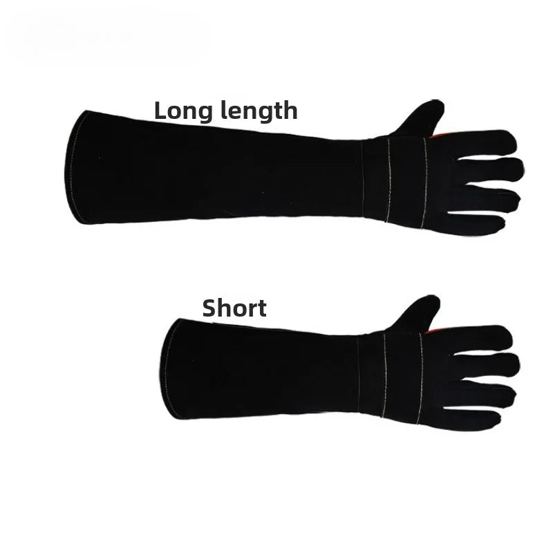 2PCS Anti-bite Thickened Leather Protective Gloves, Pet Training Scratch-Resistant, Wear-Resistant and Durable Protective Gloves