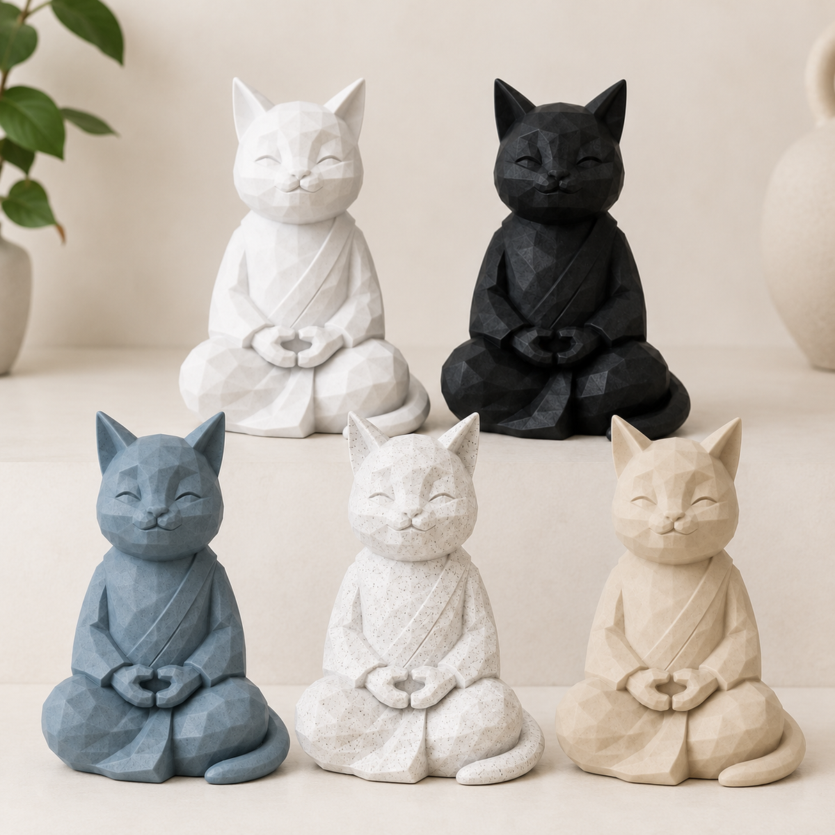 Geometrische zen-kat voor binnenshuis – Diverse maten en kleuren