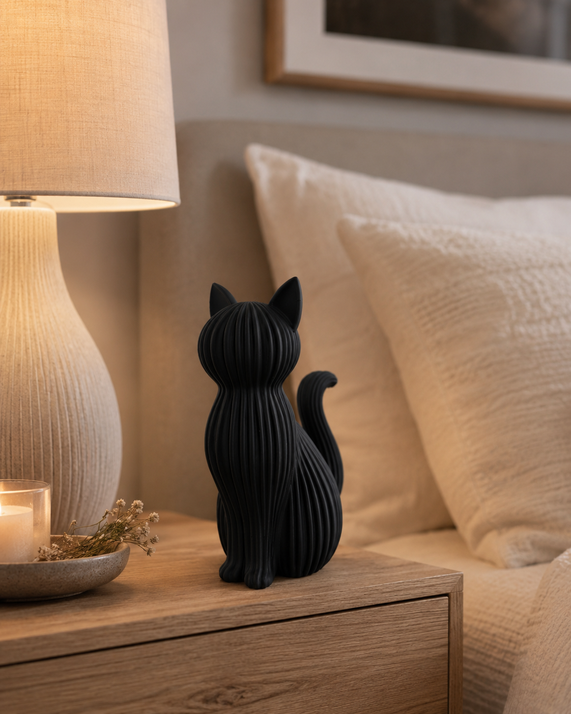 Japandi-kat – Decoratief designbeeld