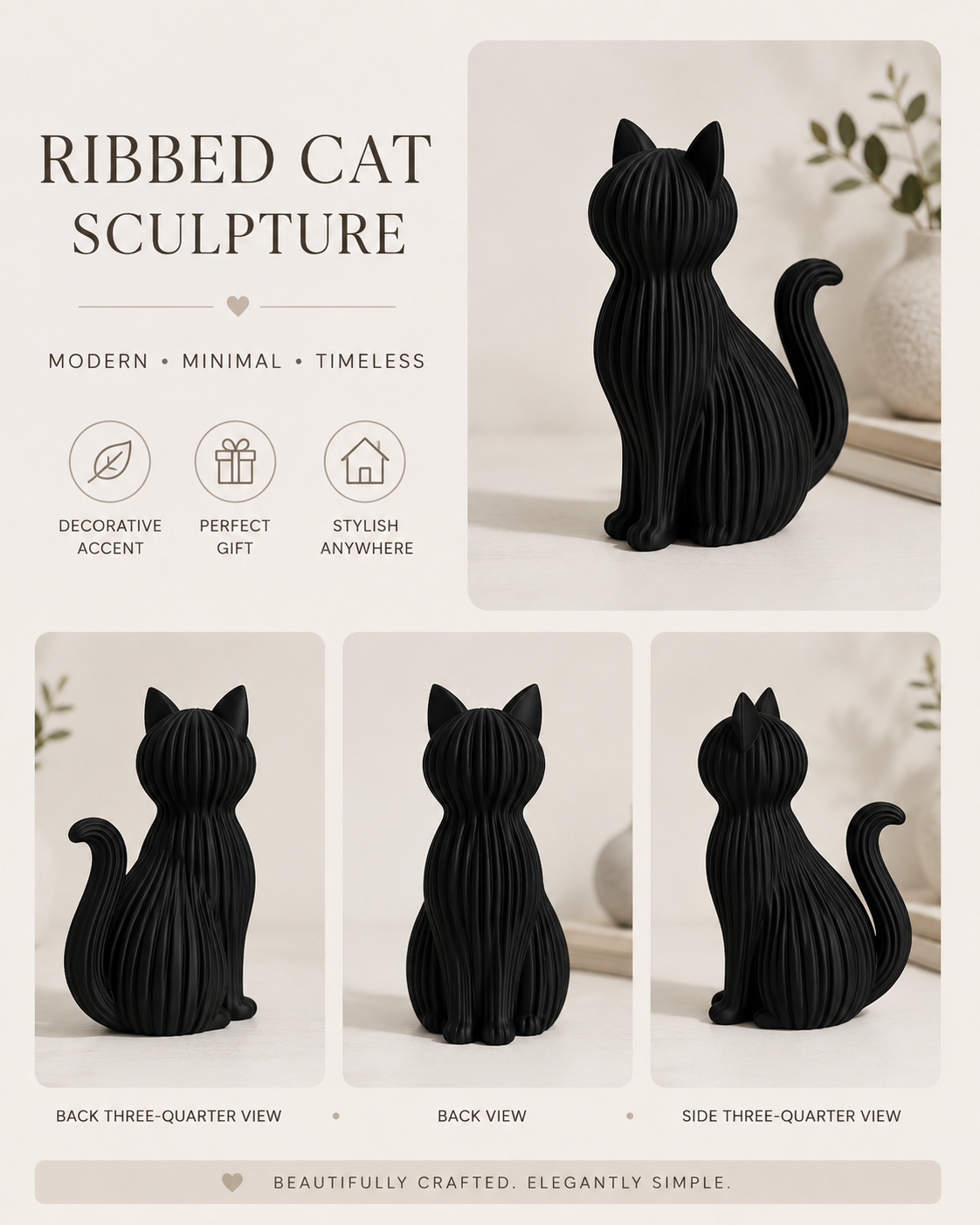 Japandi-kat – Decoratief designbeeld