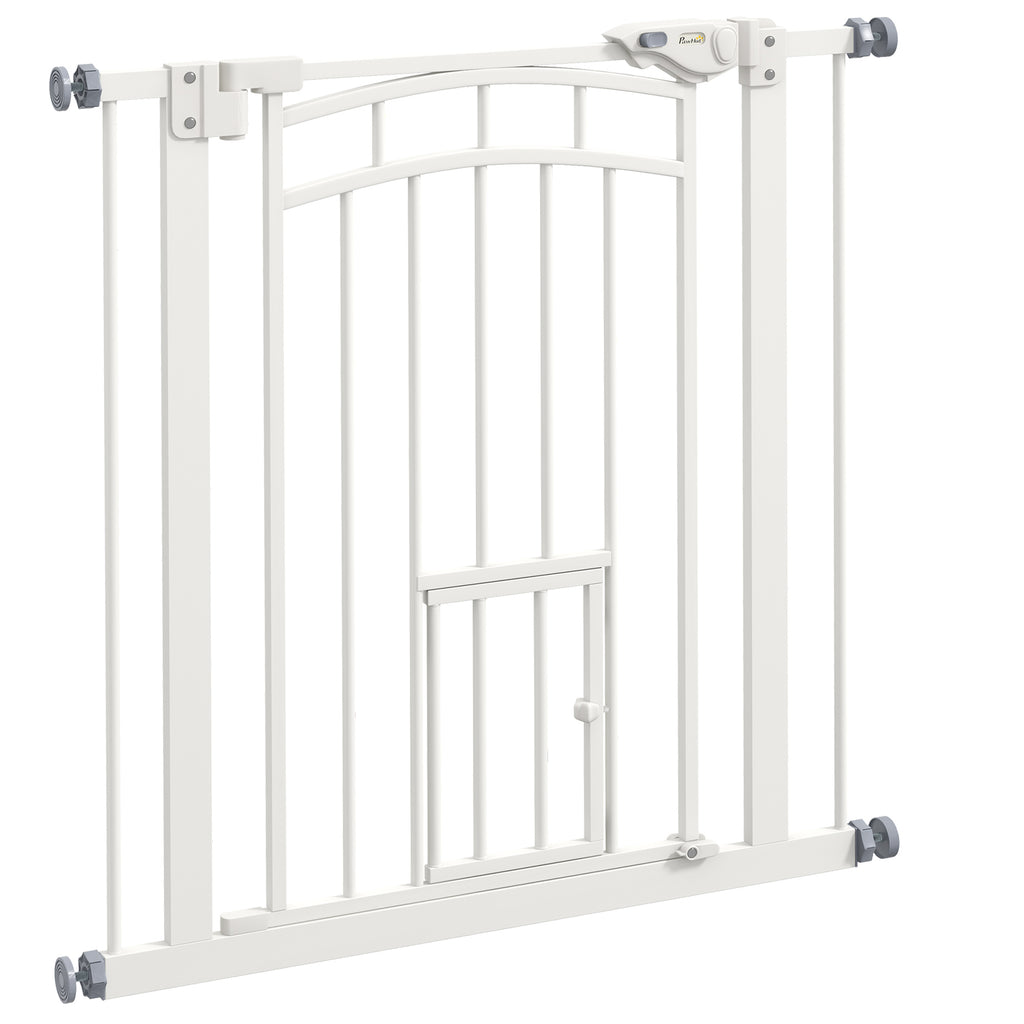 Barrière de sécurité animaux chien porte fermeture automatique sans perçage de 74 à 80 cm acier noir