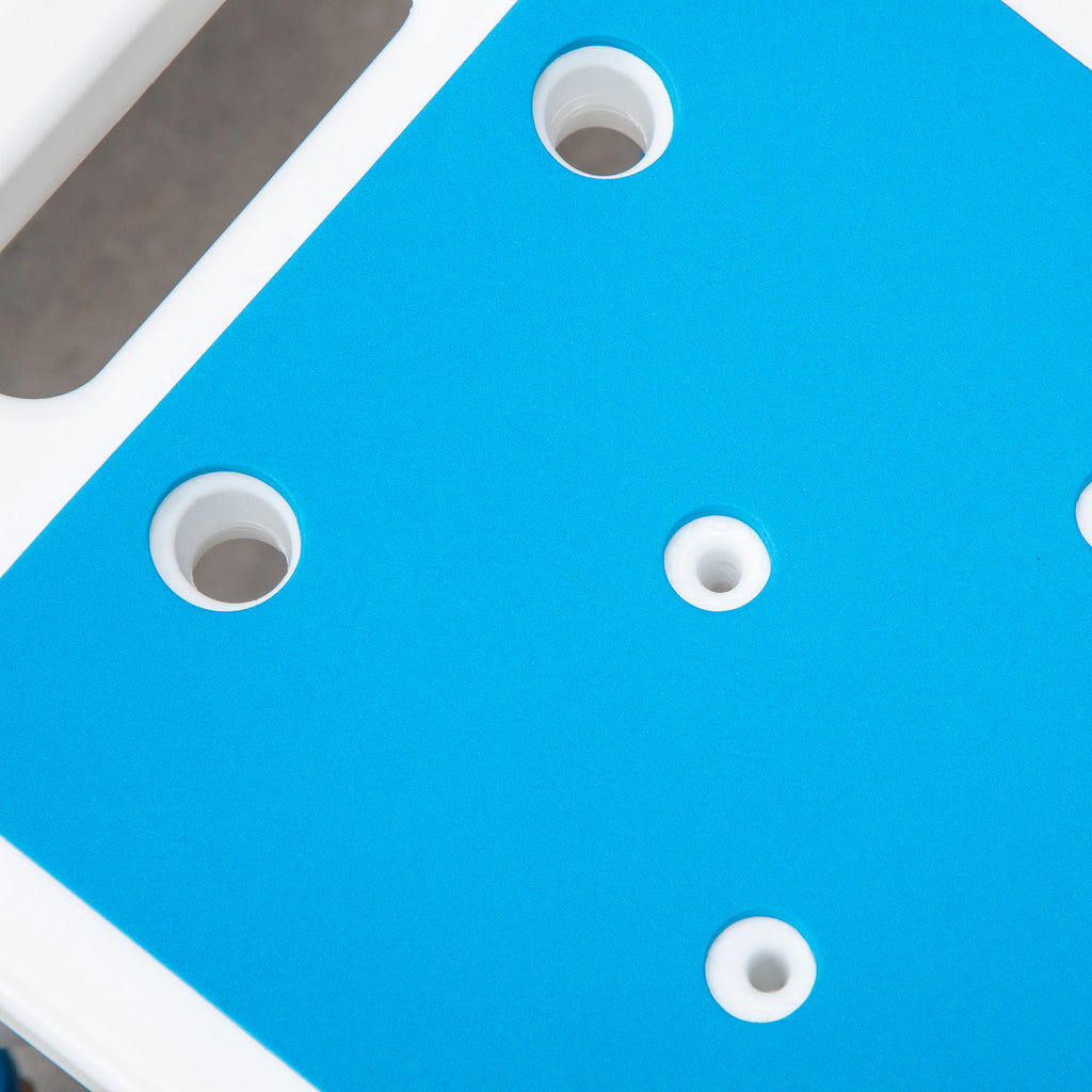 Douchestoel douchekruk - gevoerde en verstelbare zitting, antislip zuignapdoppen, van blauw aluminium