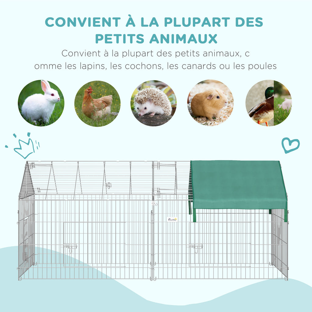 Clôture pour petits animaux cage pour animaux domestiques cadre en métal galvanisé 4 piquets de sol inclus 220 x