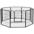 Luxe modulaire puppyren van epoxystaal met afsluitbare deur voor honden, konijnen, knaagdieren, kleine dieren, voor binnen en buiten 80 x 80 cm zwart