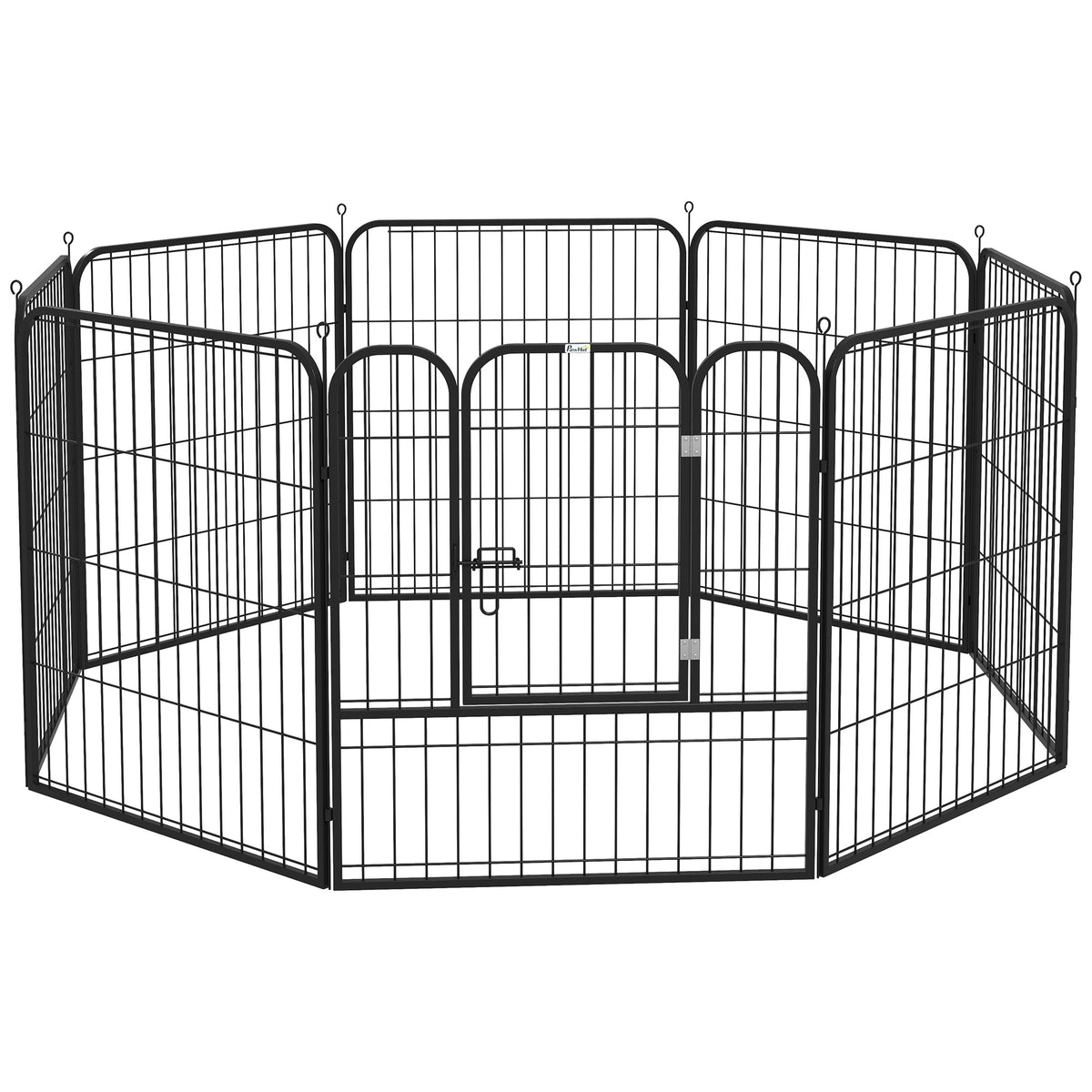 Luxe modulaire puppyren van epoxystaal met afsluitbare deur voor honden, konijnen, knaagdieren, kleine dieren, voor binnen en buiten 80 x 80 cm zwart