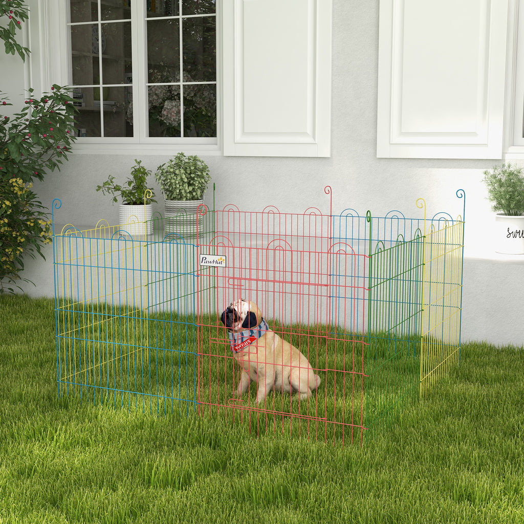 Enclos Pliant en Acier pour Chiens, Lapins, Rongeurs, Petits Animaux, Intérieur et Extérieur, 8 Panneaux avec Porte