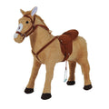 Staand pluche paard voor kinderen vanaf 2 jaar met geluidseffecten, zadel en hoofdstel, 85 cm (lengte), beige