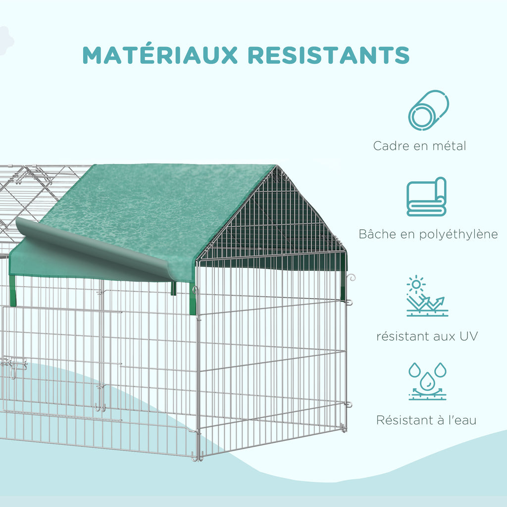 Clôture pour petits animaux cage pour animaux domestiques cadre en métal galvanisé 4 piquets de sol inclus 220 x