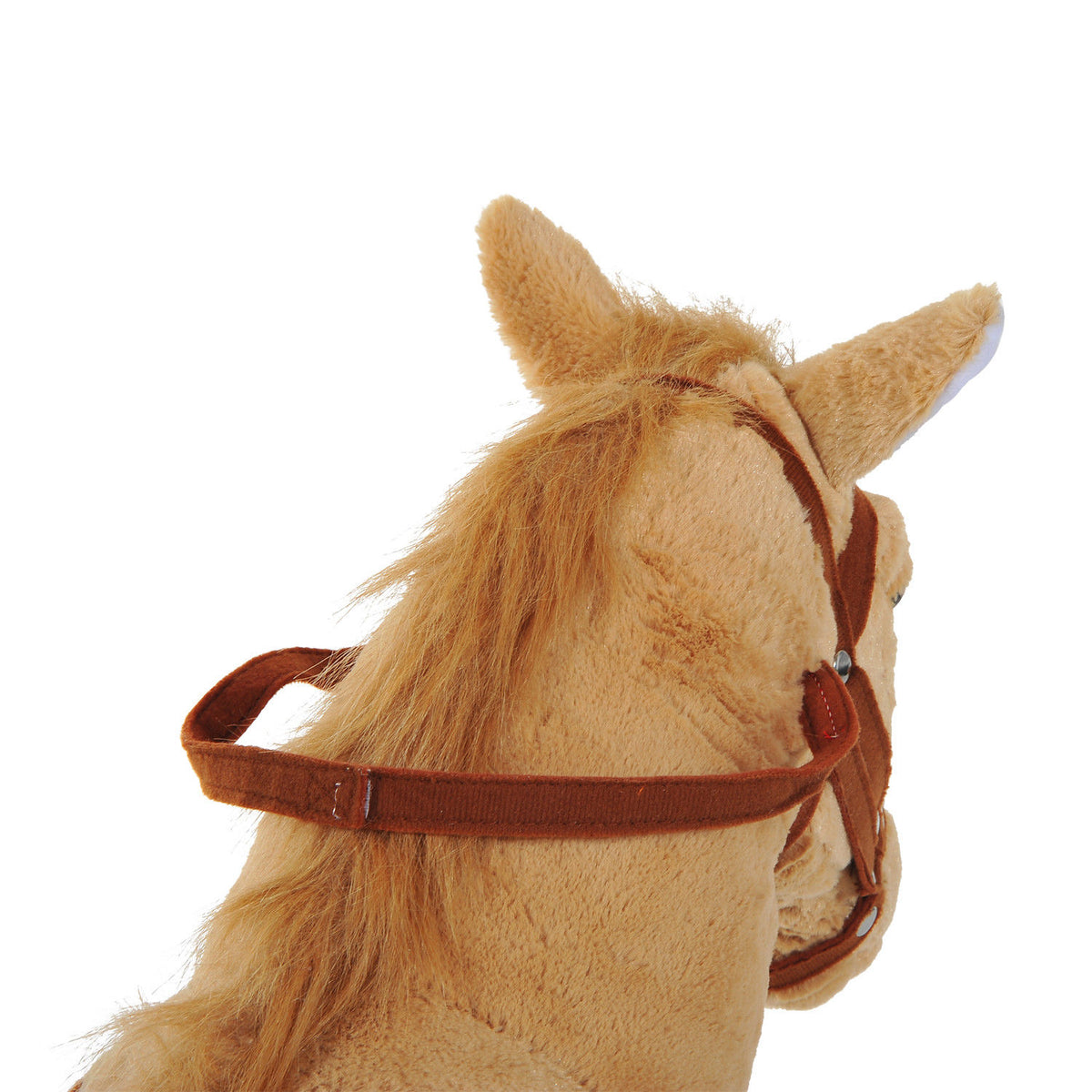 Staand pluche paard voor kinderen vanaf 2 jaar met geluidseffecten, zadel en hoofdstel, 85 cm (lengte), beige