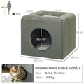 Niche voor kat met 2 niveaus en zacht pluche kussen - 36,5 x 36,5 x 33 cm grijs
