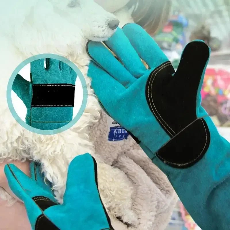 Anti-bite Safety Bite Gloves For Catch Dog Cat Reptile Animal Ultra Long Thickened Cowhide Pets Grasping Biting Protective Glove - Alma Nova Care