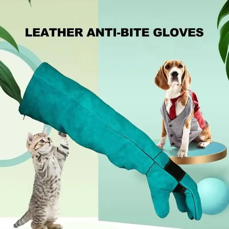 Anti-bite Safety Bite Gloves For Catch Dog Cat Reptile Animal Ultra Long Thickened Cowhide Pets Grasping Biting Protective Glove - Alma Nova Care