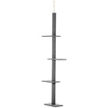 Arbre à chat du sol au plafond poteau à griffer hauteur réglable dim. 43L x 27I x 228-260H cm 4 niveaux d'activités gris - Alma Nova Care