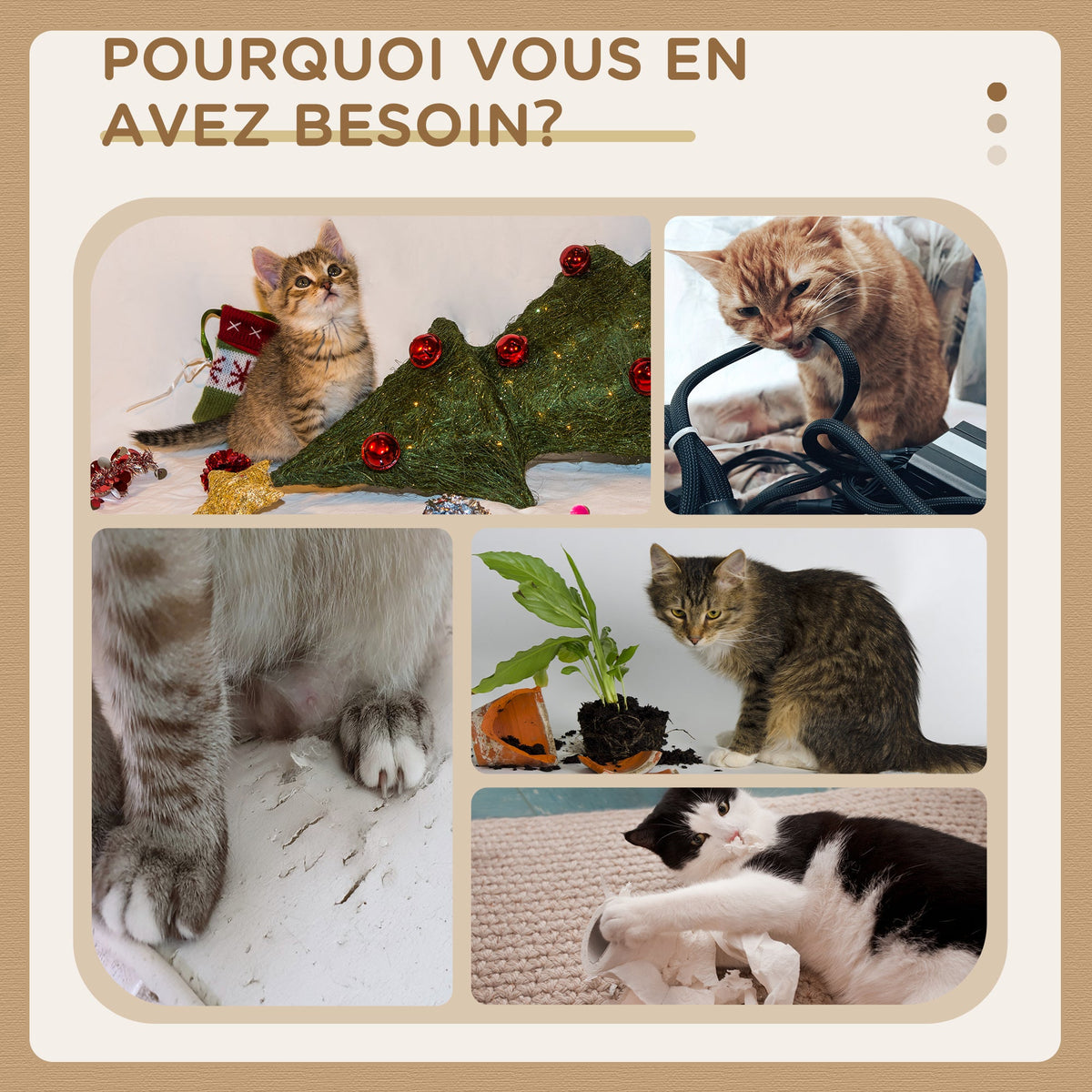 Arbre à chat hauteur de 57 cm avec griffoir en jute, niche, plateforme et balle de jeu, en tissu peluche gris clair - Alma Nova Care