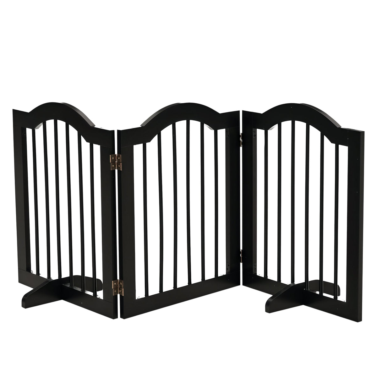 Barrière de sécurité chien barrière modulable pliable pour animaux de compagnie avec pied de support MDF bois massif 154,5 x 61 cm noir - Alma Nova Care