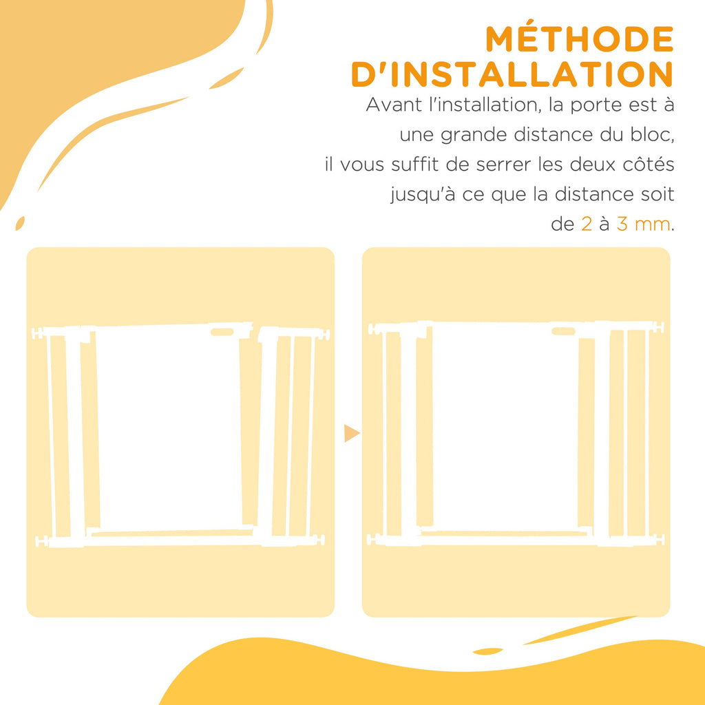Barrière de sécurité pour animaux domestique avec fermeture automatique double verrouillage largeur 75-103 cm noir - Alma Nova Care