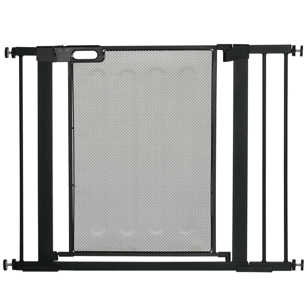 Barrière de sécurité pour animaux domestique avec fermeture automatique double verrouillage largeur 75-103 cm noir - Alma Nova Care