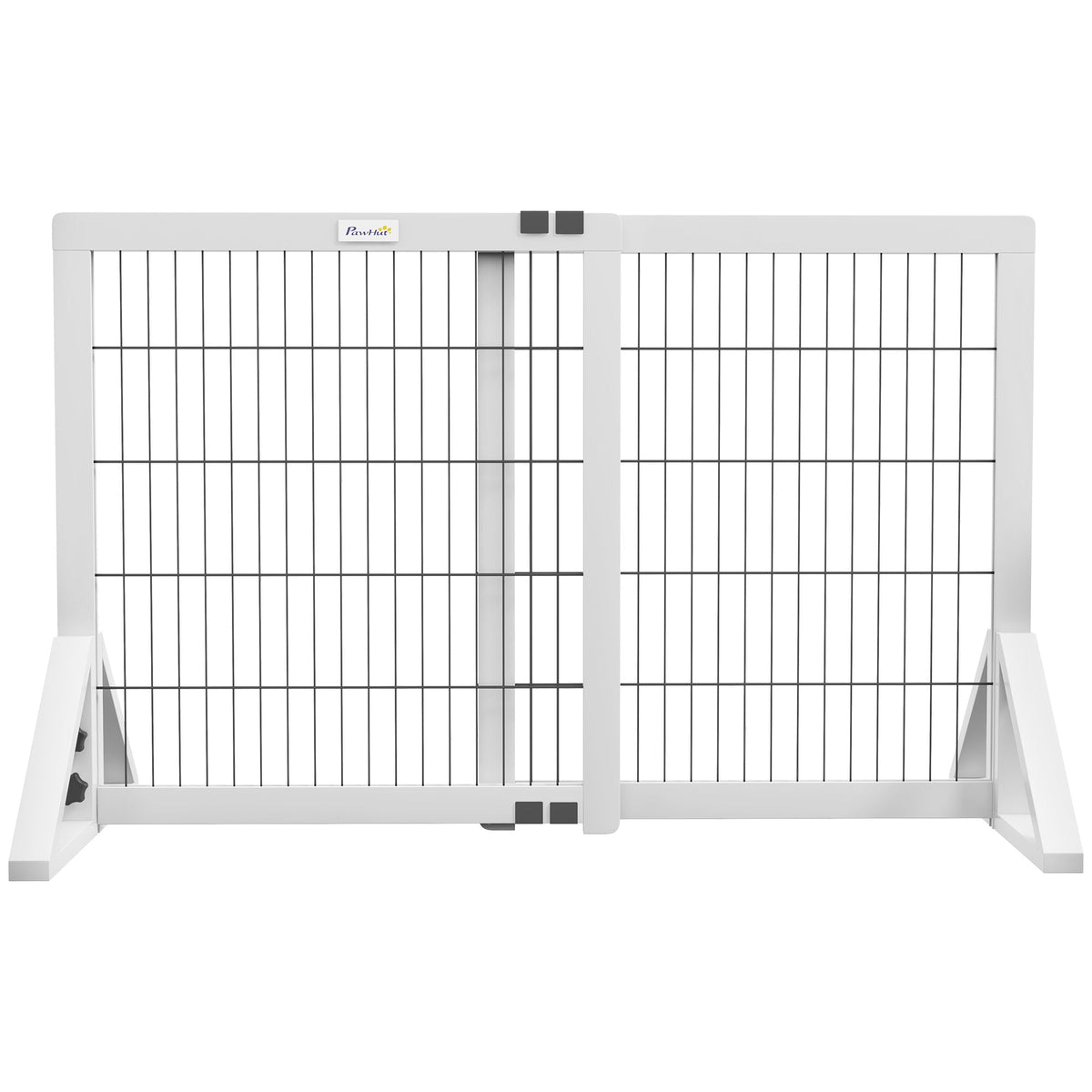 Barrière de sécurité pour chien barrière de protection à 2 panneaux largeur réglable 63-106 cm en bois acier blanc - Alma Nova Care