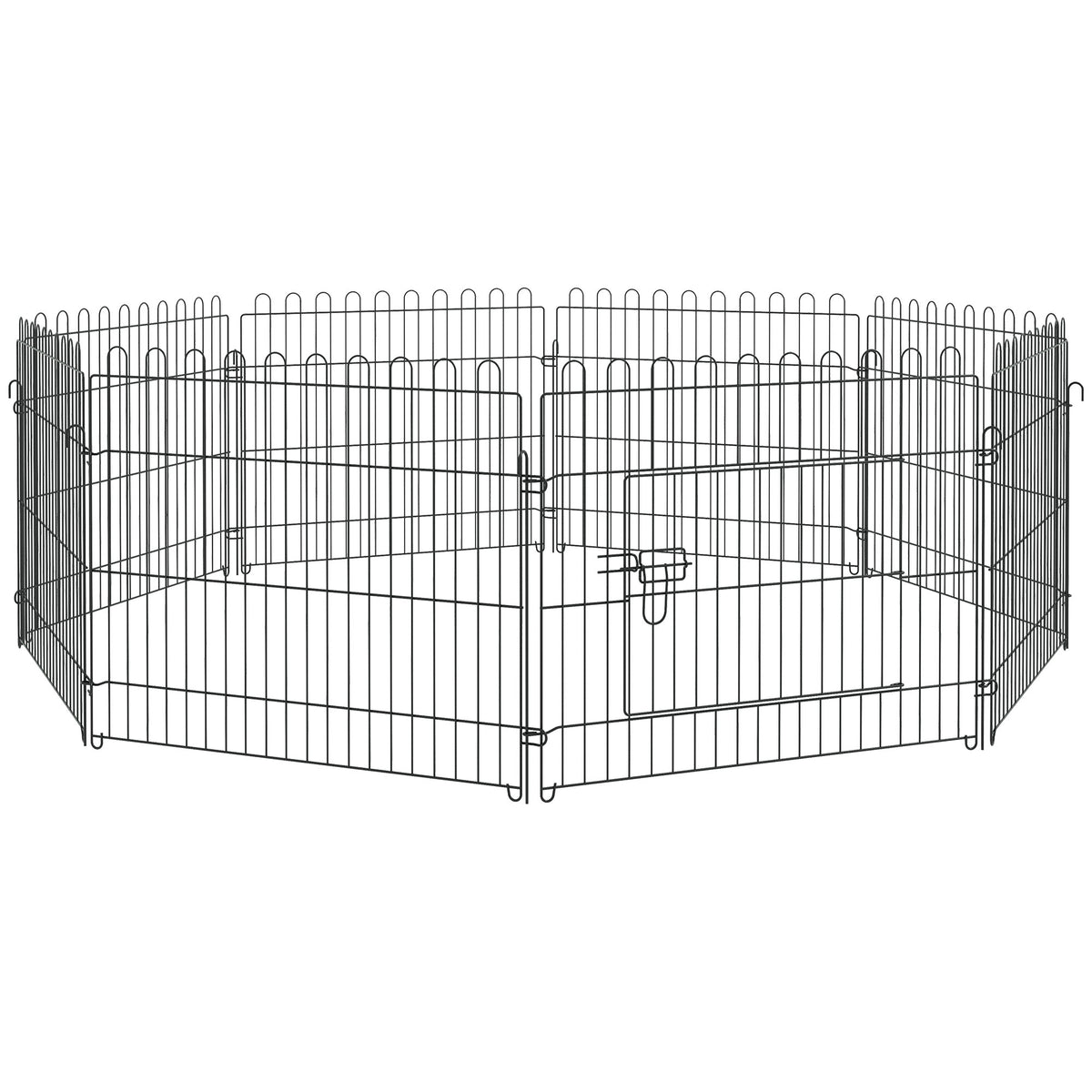 Parc enclos chiots animaux domestiques pour chiens lapins rongeurs petits animaux intérieur et extérieur diamètre 180 cm 8 panneaux 71 x 61 cm noir