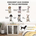 Cage pour chiens, table d'appoint, gamelles amovibles rotatives à 360° 2 portes pour chien moyenne 80x55x71,5cm blanc - Alma Nova Care