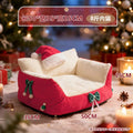 Christmas Warm Cat Bed Deep Sleep Semi-Closed Winter Dog House Washable Plush Pet Nest Holiday Gift for Cats Dogs - Alma Nova Care