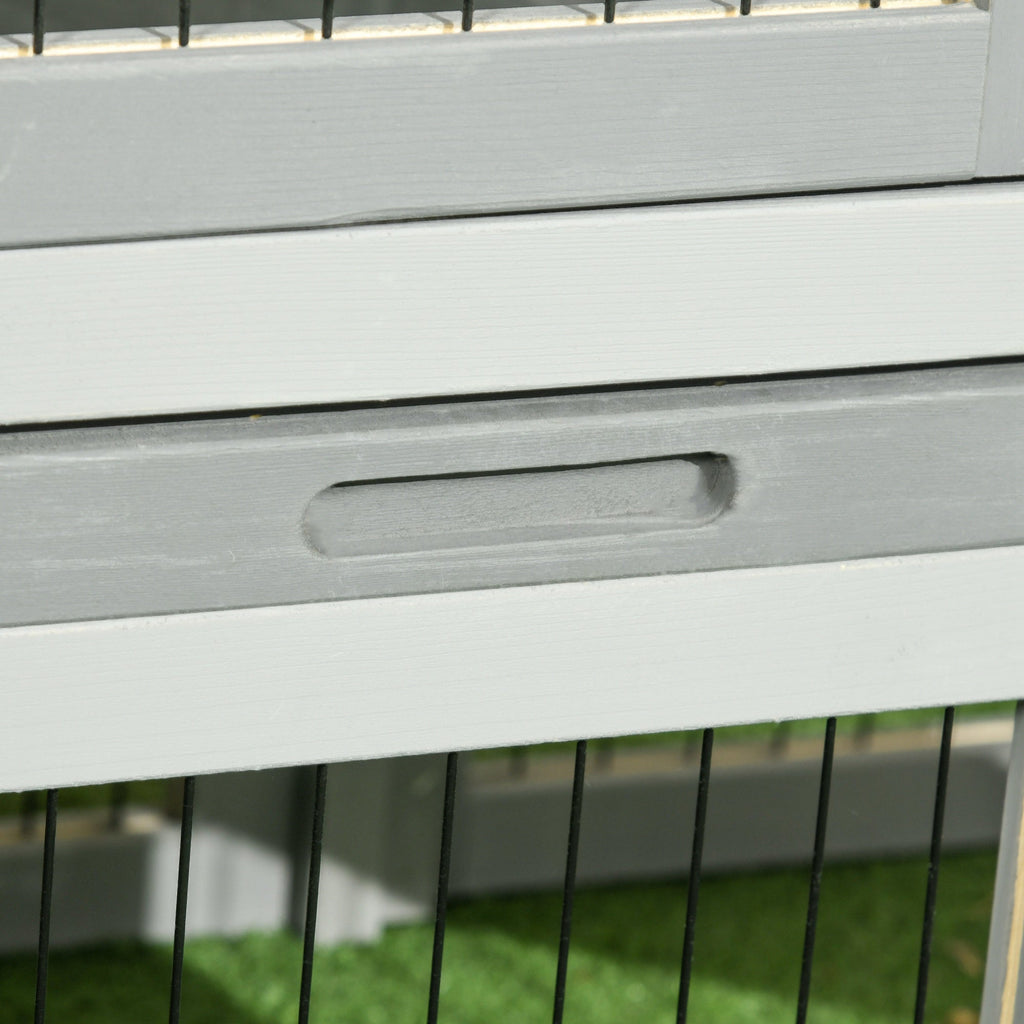Clapier de sol cage à lapin cottage niche supérieure avec rampe enclos extérieur 150 x 52 x 68 cm gris - Alma Nova Care