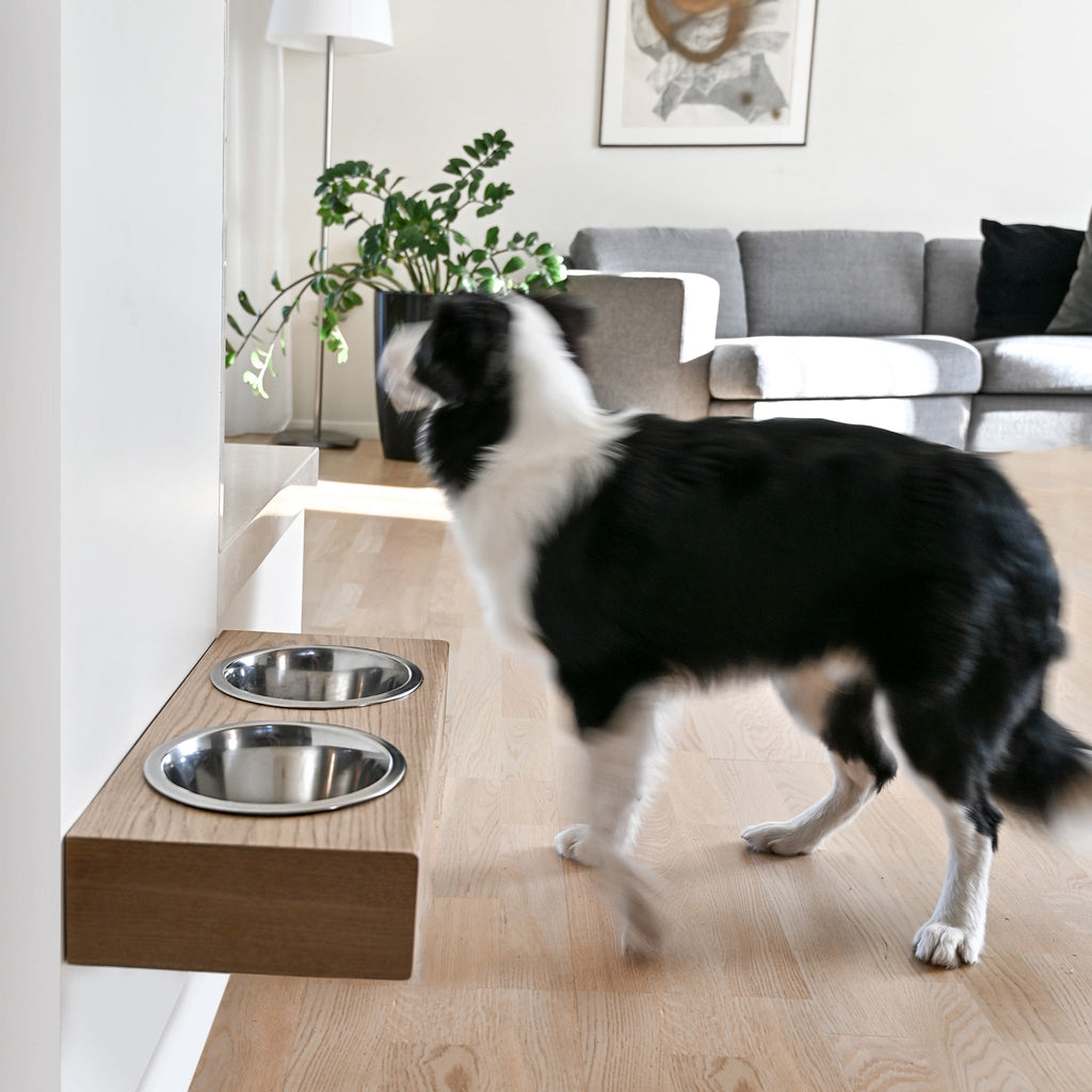 Zwevende houten verhoogde voerbak, voerstation voor middelgrote honden, hangende voerbakken voor huisdieren
