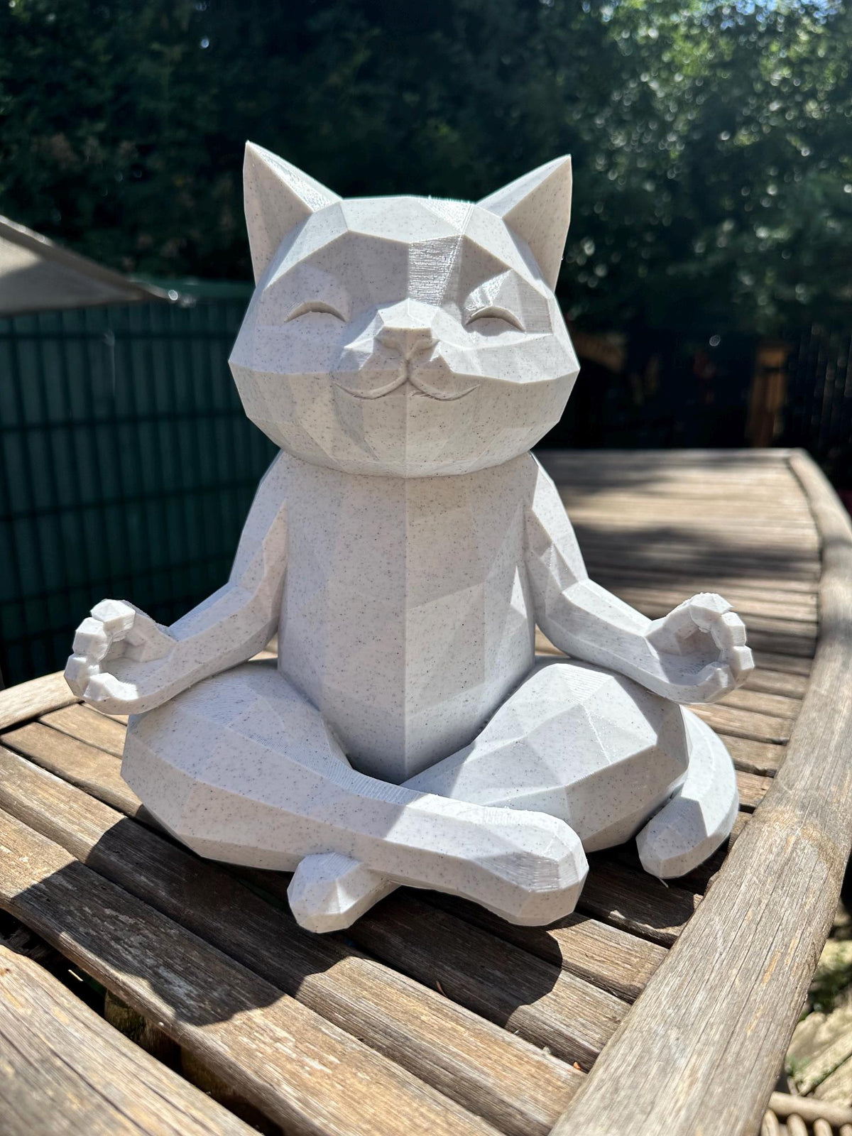 Relaxerende kat met steeneffect – Geometrisch zen-beeld