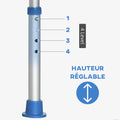Douchestoel douchekruk - gevoerde en verstelbare zitting, antislip zuignapdoppen, van blauw aluminium