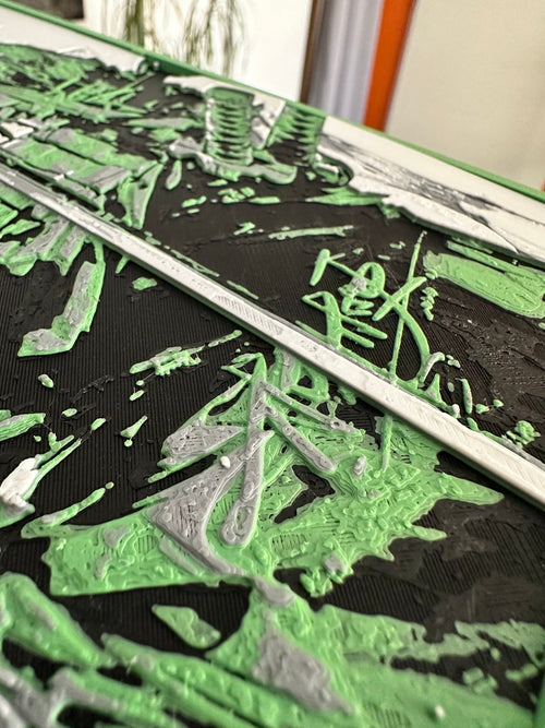 Tableau relief manga sabreur vert – Cadre décoratif 3D