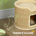 Tonneau à gratter pour chat, tonneau à chat, recouvert de peluche, capacité de 5 kg, Ø 38 x 37H cm kaki et beige