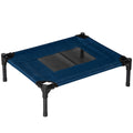 Verhoogd honden- en kattenbed voor huisdieren, microgeperforeerd textilene oxford-stof, 61 x 46 x 18 cm, blauw en zwart