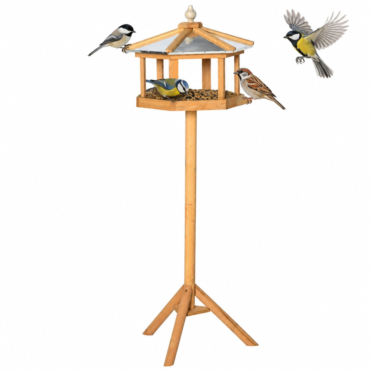 Mangeoire Mangeoire pour oiseaux sauvages sur Pied nichoir a Plateau Station a Oiseau Abris à oiseaux Bois pour Exterieur 113 cm - Alma Nova Care