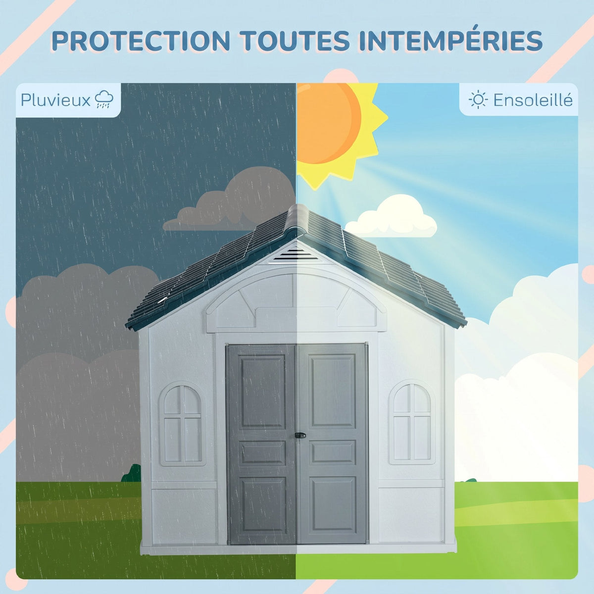 Niche pour Chien Extérieur avec Toit en Pente et Porte Avant Ouverte, pour Chiens Moyens et Grands, 84,2x98,2x82cm, Bleu - Alma Nova Care