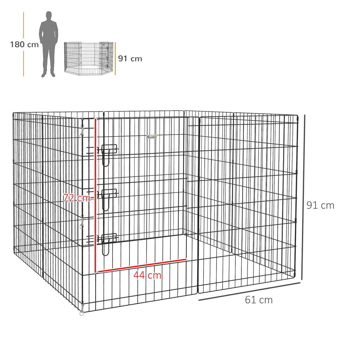 Parc enclos modulable pour chiens lapins rongeurs clôture pour petits animaux intérieur et extérieur 61 x 91 cm noir - Alma Nova Care