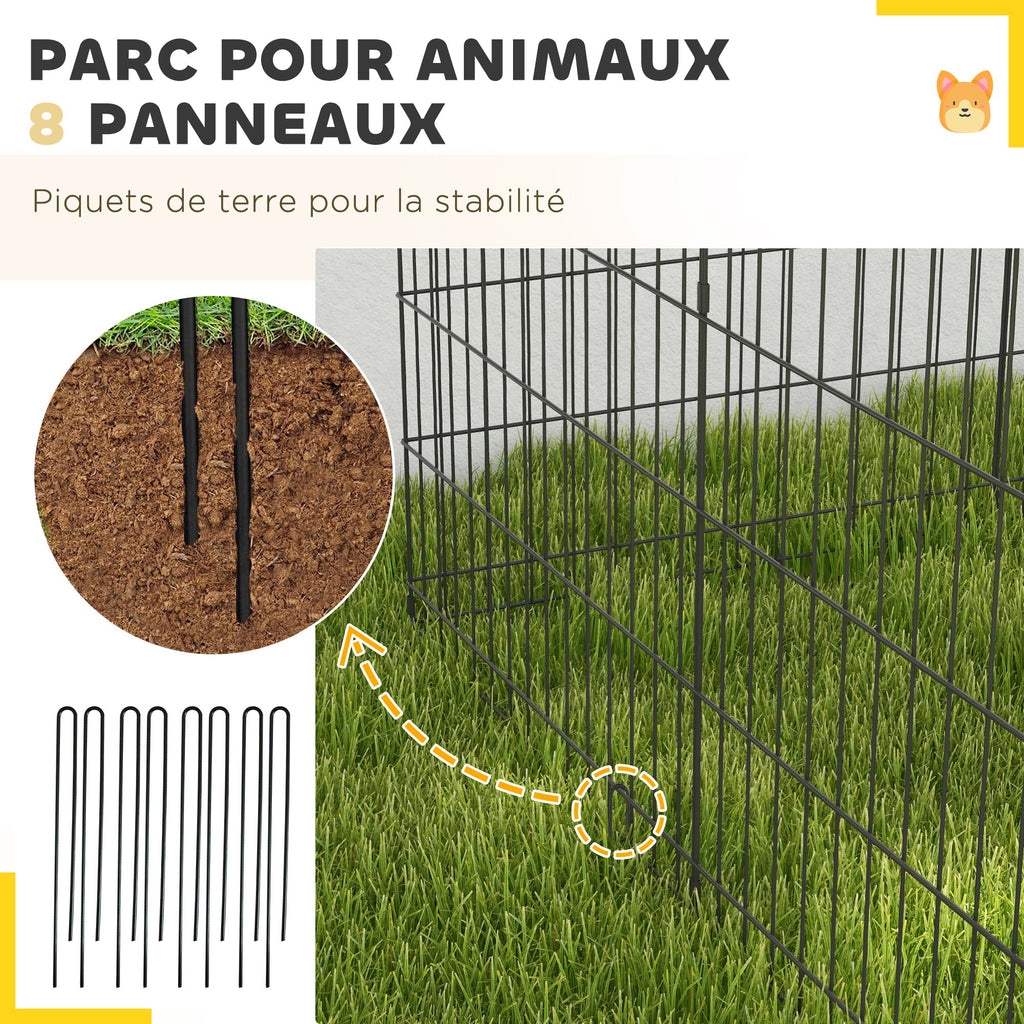 Parc enclos modulable pour chiens lapins rongeurs clôture pour petits animaux intérieur et extérieur 61 x 91 cm noir - Alma Nova Care