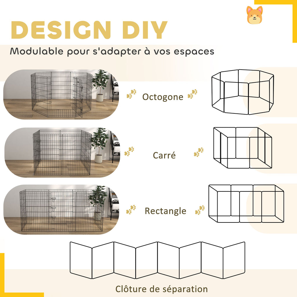 Parc enclos modulable pour chiens lapins rongeurs clôture pour petits animaux intérieur et extérieur 61 x 91 cm noir - Alma Nova Care