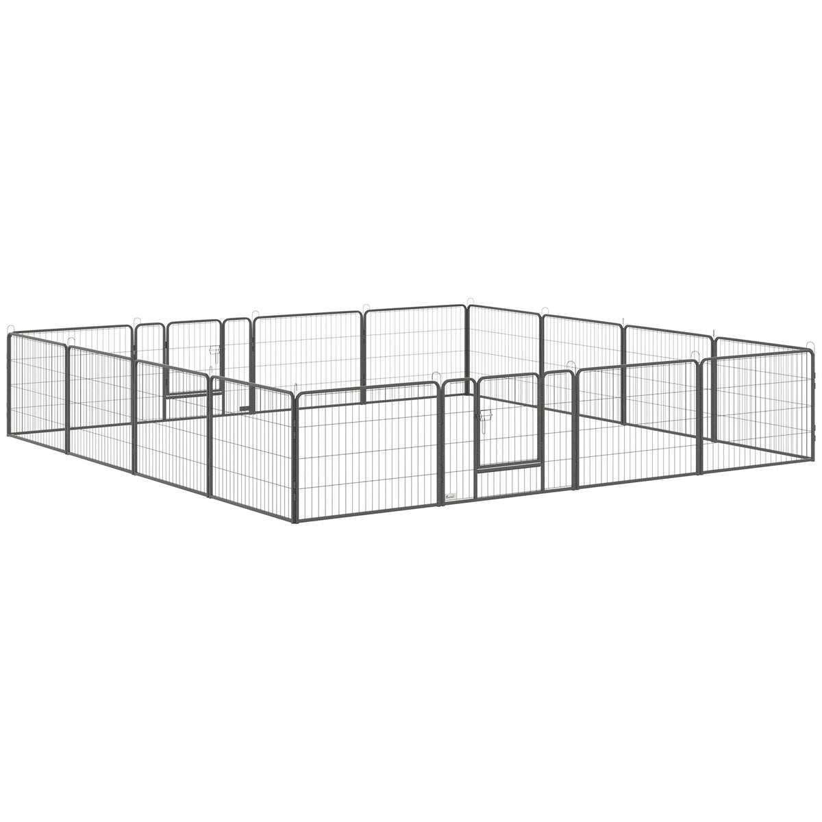 Parc pour chien, enclos chien 16 panneaux modulable et pliable, portable en acier avec portes 80 x 60 gris - Alma Nova Care