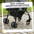 Poussette pour Chien Pousse-Chien 3 en 1 Détachable Pliable Nacelle Amovible et Sans Fermeture Éclair Suspension Gris - Alma Nova Care