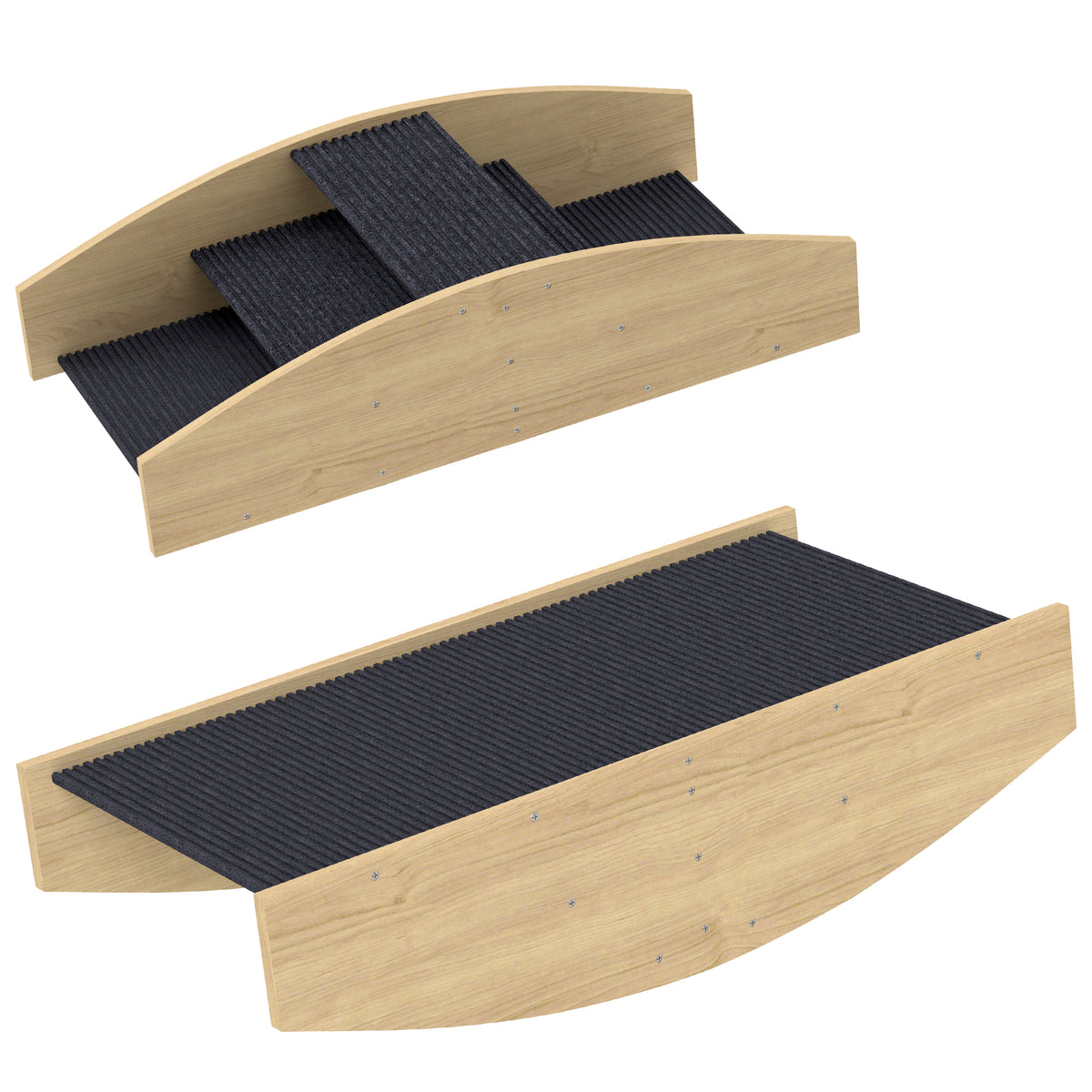 Omkeerbare wankelplank voor honden agility 2-in-1 hondentrap met 3 treden van hout 80x39,5x20cm, naturel hout