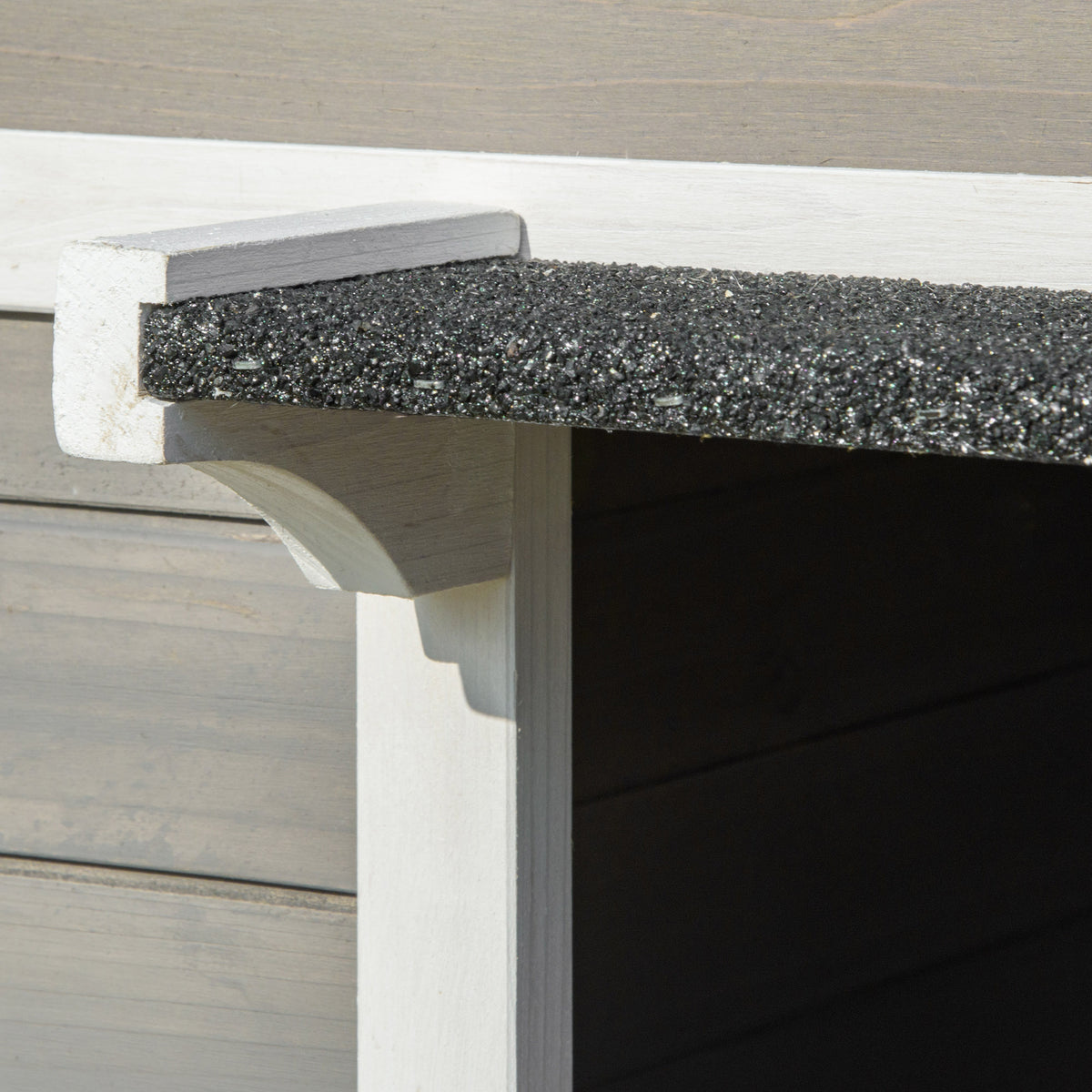 Maisonnette pour chats niche extérieure surélevé avec terrasse étanche en bois, dim. 115L x 66,5P x 74,7H cm, gris